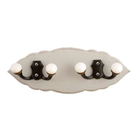 Grey Black Double Loop Ceramic Iron Wooden Hooks